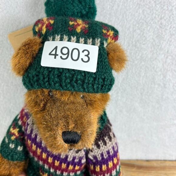 Boyds Bears Plush Bear 11" Knitted Sweater Beanie 1997 Waitsfield 94853 Bearwear - Picture 10 of 10